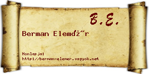 Berman Elemér névjegykártya