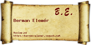 Berman Elemér névjegykártya